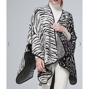 White House black market women’s mixed animal print Ruana Open cardigan one size